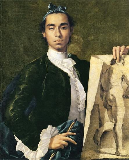 Detail of Self-portrait Holding an Academic Study., Luis Egidio Melendez